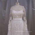 Long Sleeve A-Line Bridal Dress Detachable Train